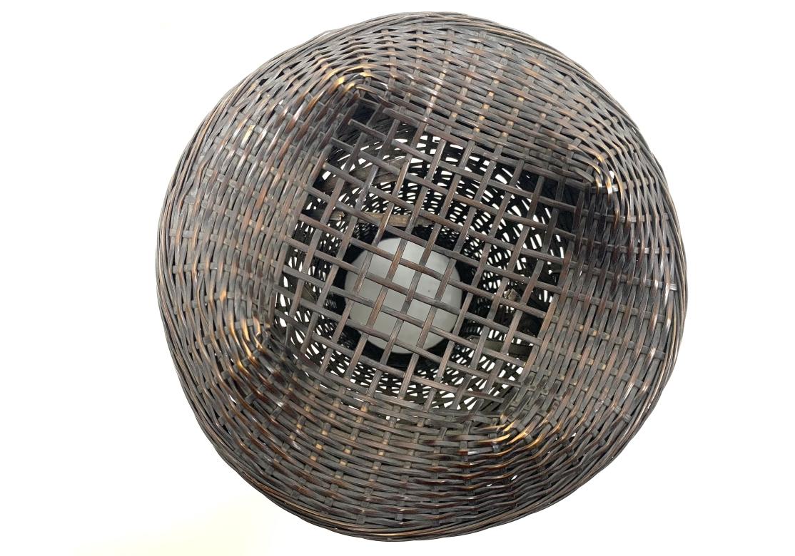 Fine Japanese Split And Stained Bamboo Ikebana Basket For Sale 2