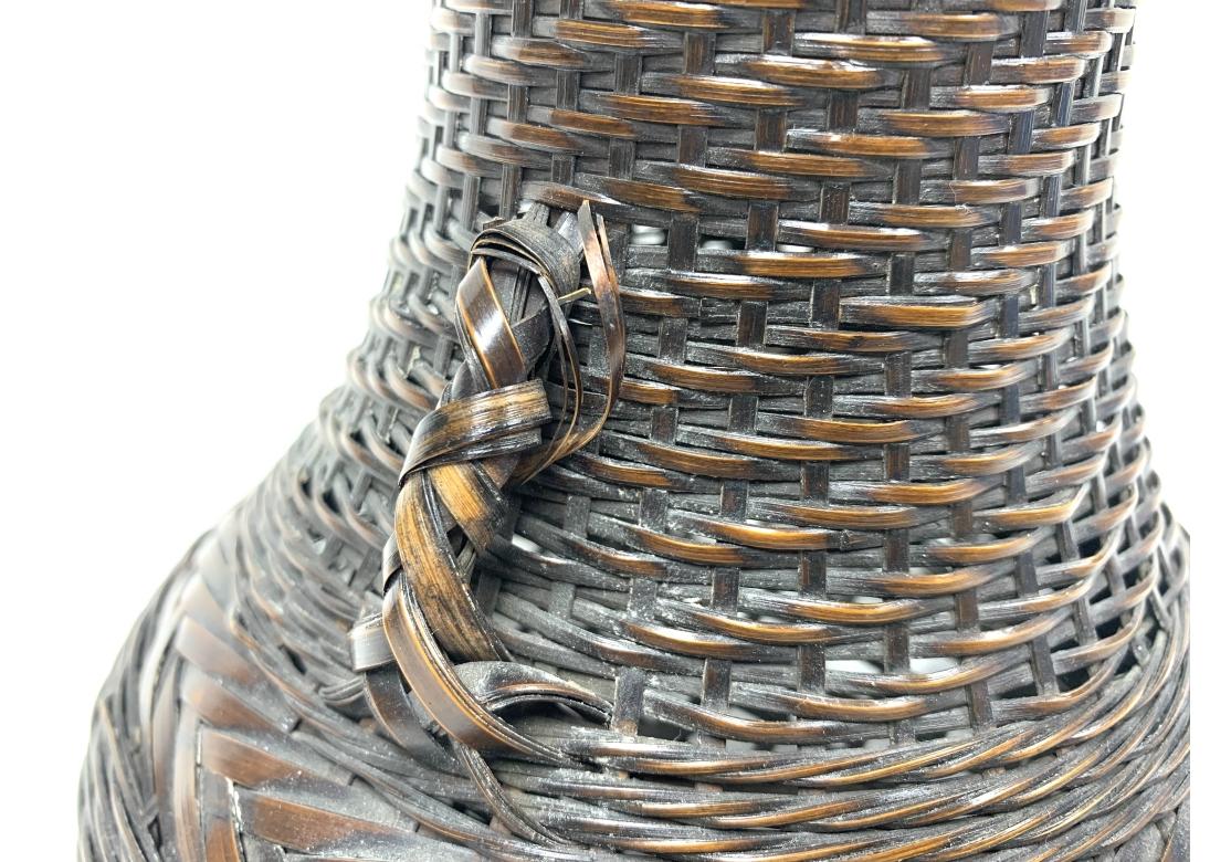 Fine Japanese Split And Stained Bamboo Ikebana Basket For Sale 3