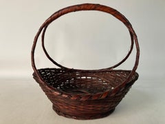 Fine Japanese Split Bamboo Flower Gathering Basket for Ikebana