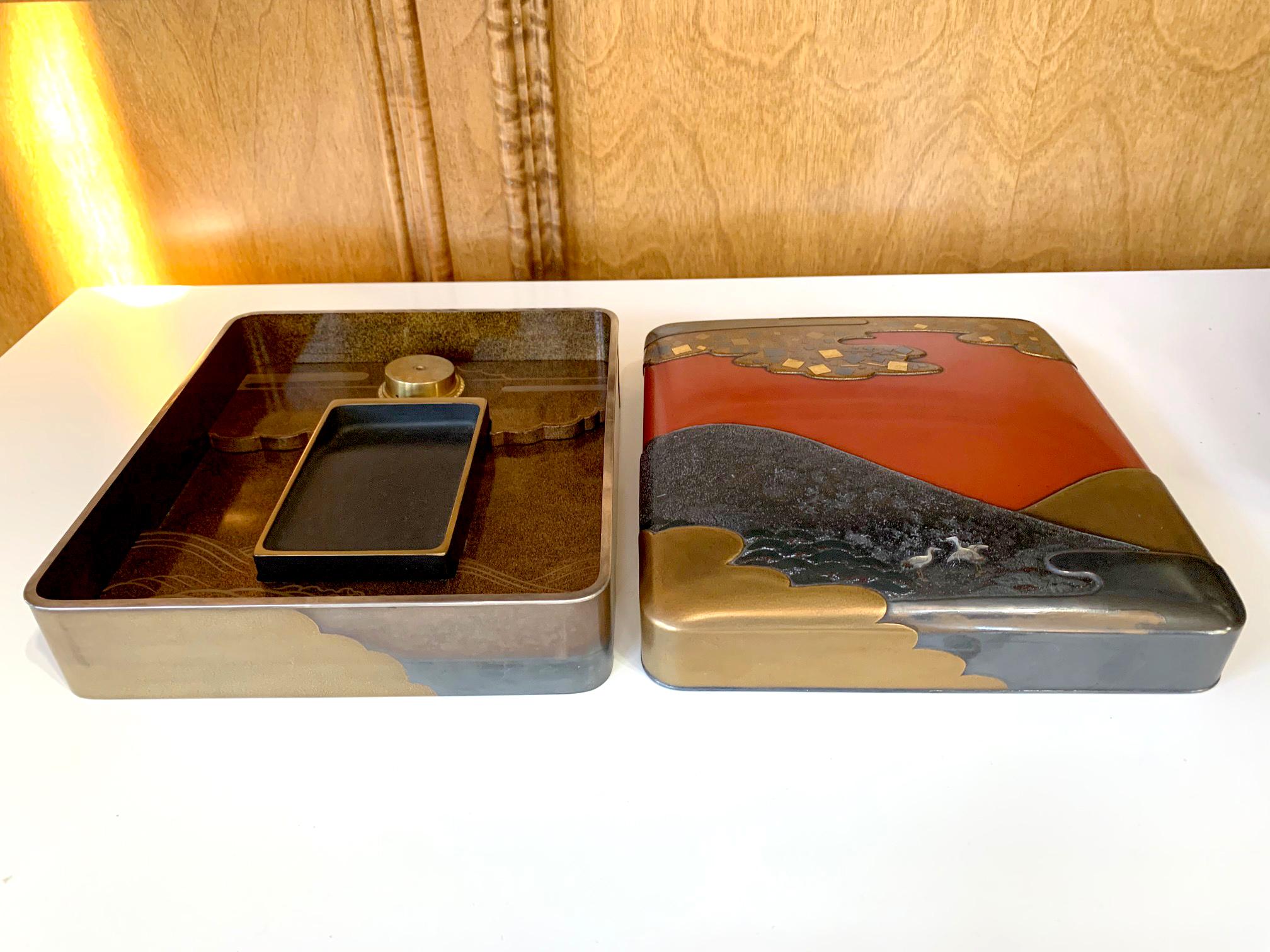 Fine Japanese Suzuribako Box with Storage Box and Provenance 11
