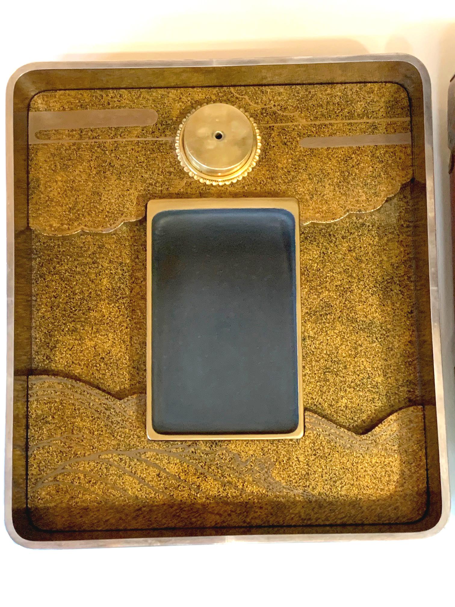 Bronze Fine Japanese Suzuribako Box with Storage Box and Provenance