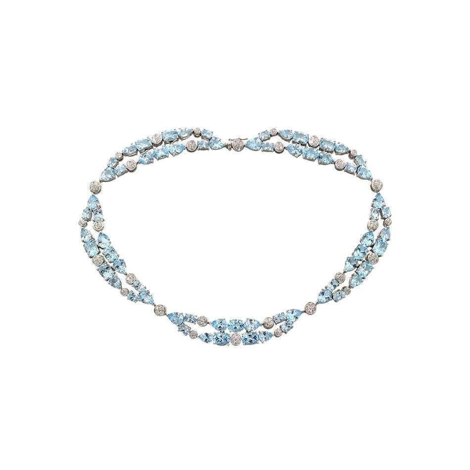 Fine Jewel Diamond Topaz 33.61 Carat 18 Karat Gold Necklace