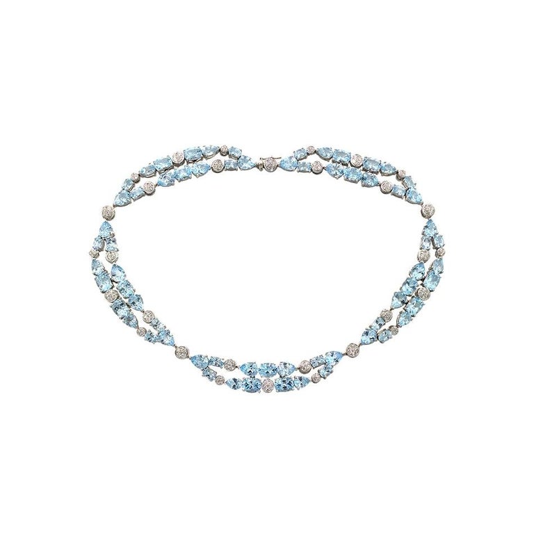 Fine Jewel Diamond Topaz 33.61 Carat 18 Karat Gold Necklace For Sale at ...