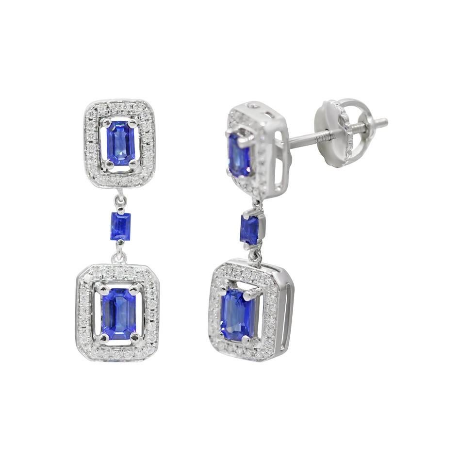 White Gold 14K Necklace (Matching Ring and Earrings Availiable)
Weight 6.81 gram
Length 45 cm 
Diamond 108-Round 57-0,39 ct
Blue Sapphire  7-Baguette-0,66 ct
Blue Sapphire  2-Baquette-0,59 ct

With a heritage of ancient fine Swiss jewelry