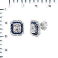 Fine Jewellery Blue Sapphire Diamond White Gold Earrings