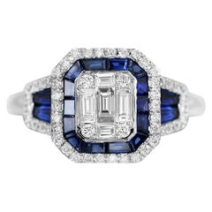 Fine Jewellery Blue Sapphire Diamond White Gold Ring