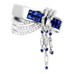 Fine Jewellery Blue Sapphire Diamond White Gold Ring