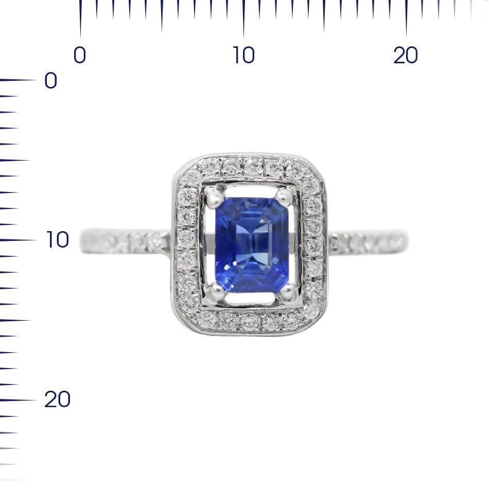 For Sale:  Fine Jewellery Blue Sapphire White Diamond White Gold Every Day Chic Ring 2