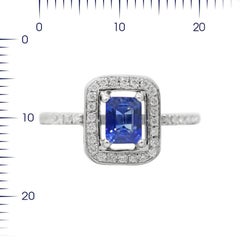 Jedes Tages Chic-Ring aus Weißgold mit blauem Saphir, weißem Saphir und weißem Diamant