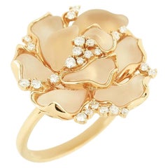 Fine Jewellery Rock Crystal Diamond Yellow Gold 18 Karat Ring