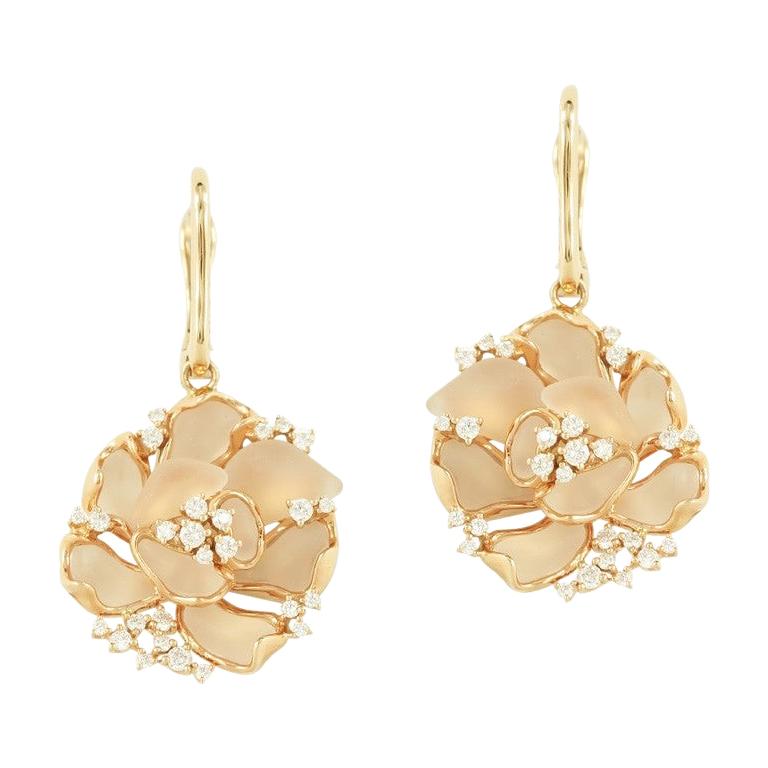 Fine Jewellery Rock Crystal Diamond Yellow Gold 18 Karat Earrings For Sale