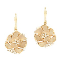 Fine Jewellery Rock Crystal Diamond Yellow Gold 18 Karat Earrings