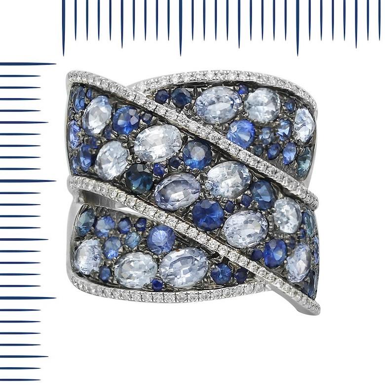 Ring 18 K White Gold

Diamond 106-RND-0,3ct
Sapphire 52-1,94ct
Leukosapphire 14-3,15ct

Weight 12,78 grams
Size 17,2

With a heritage of ancient fine Swiss jewelry traditions, NATKINA is a Geneva based jewellery brand, which creates modern jewellery