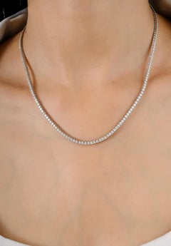 Collar de tenis con diamantes de 6,4 quilates de oro blanco de 18 quilates para abuela