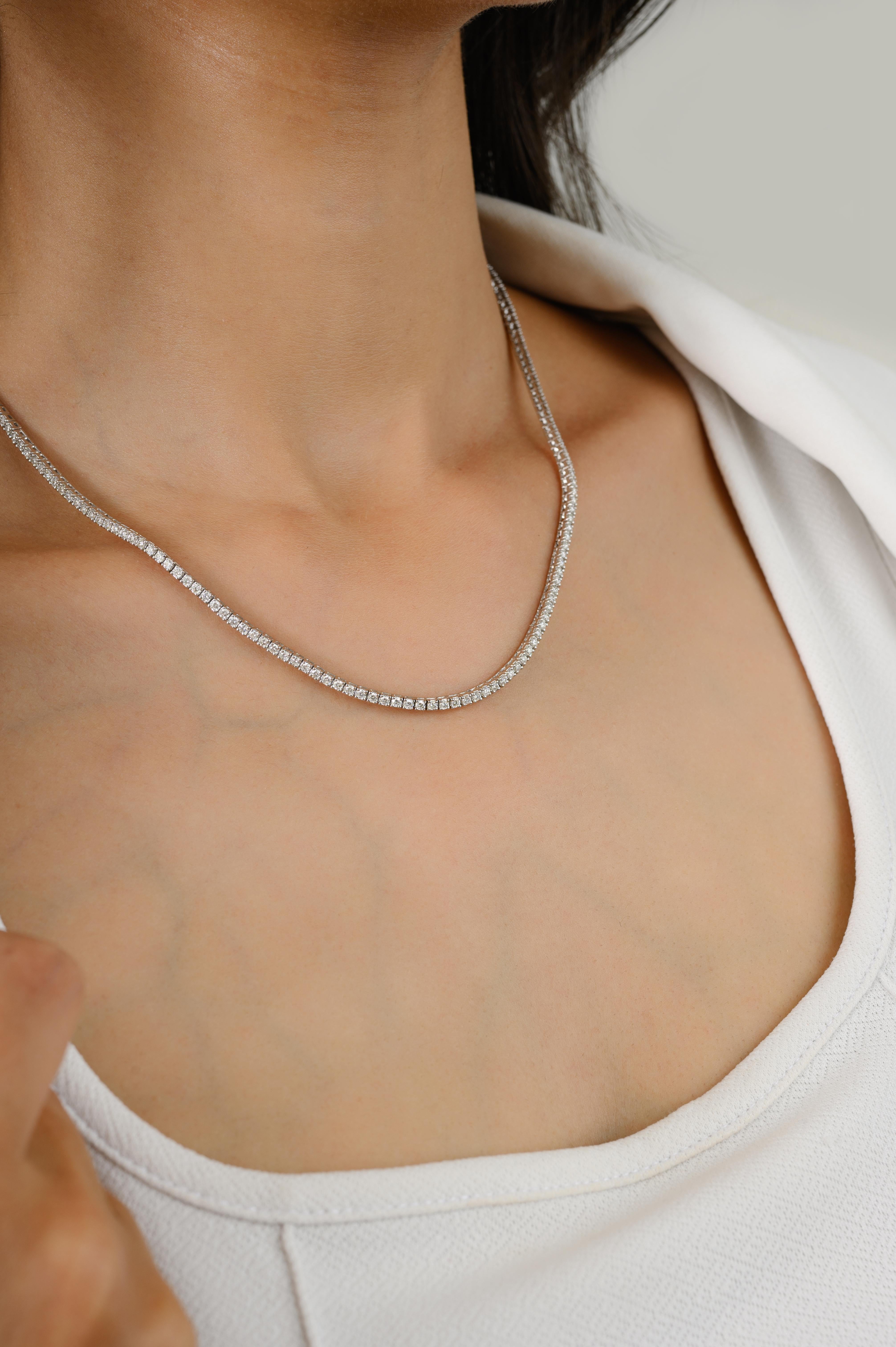 Fine Jewelry 6,4 Karat Diamant-Tennis-Halskette für Grandma aus 18 Karat Weißgold mit Diamanten (Rundschliff) im Angebot