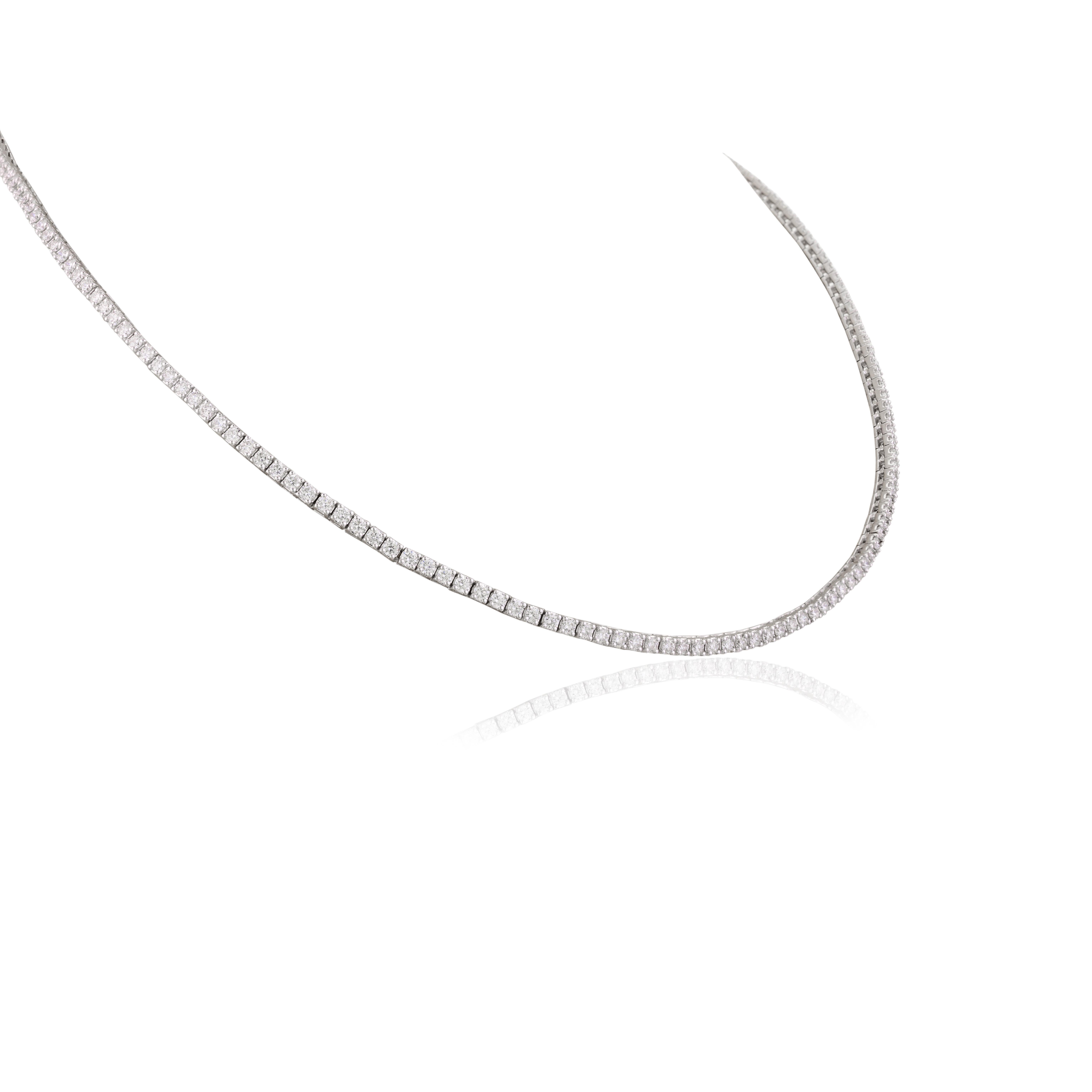 Fine Jewelry 6,4 Karat Diamant-Tennis-Halskette für Grandma aus 18 Karat Weißgold mit Diamanten im Zustand „Neu“ im Angebot in New York, NY