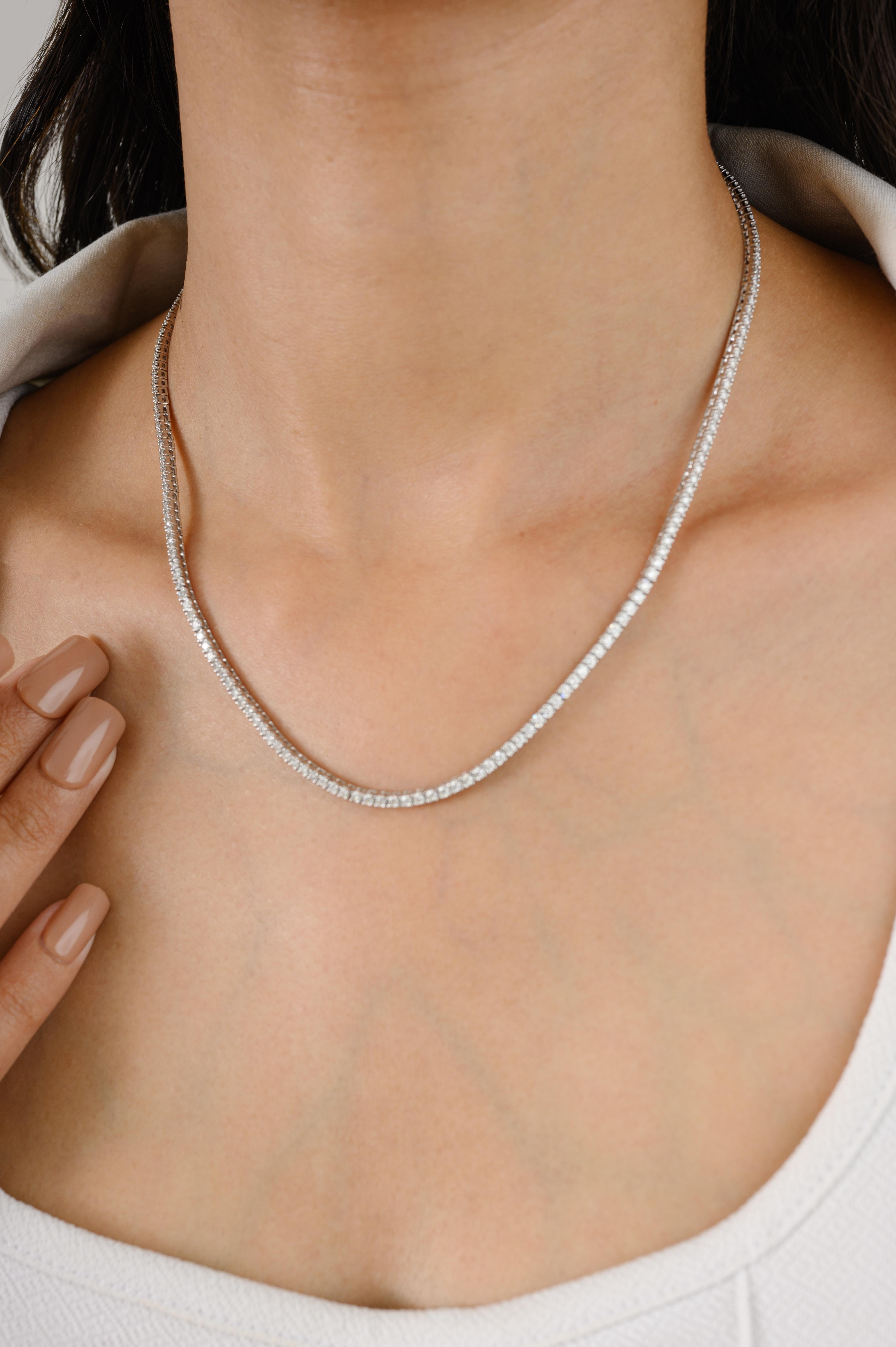 Fine Jewelry 6,4 Karat Diamant-Tennis-Halskette für Grandma aus 18 Karat Weißgold mit Diamanten Damen im Angebot