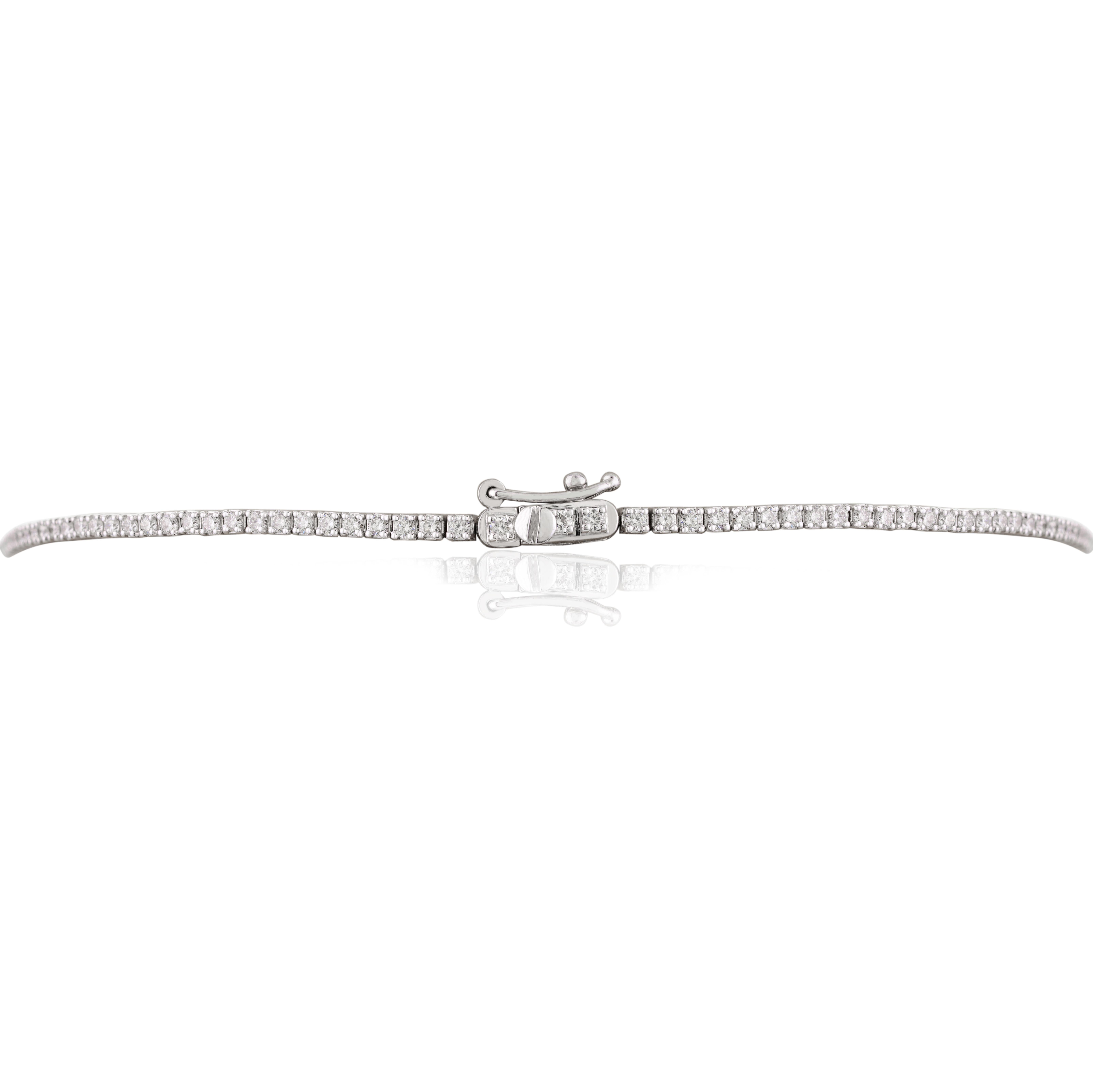 Fine Jewelry 6,4 Karat Diamant-Tennis-Halskette für Grandma aus 18 Karat Weißgold mit Diamanten im Angebot 1