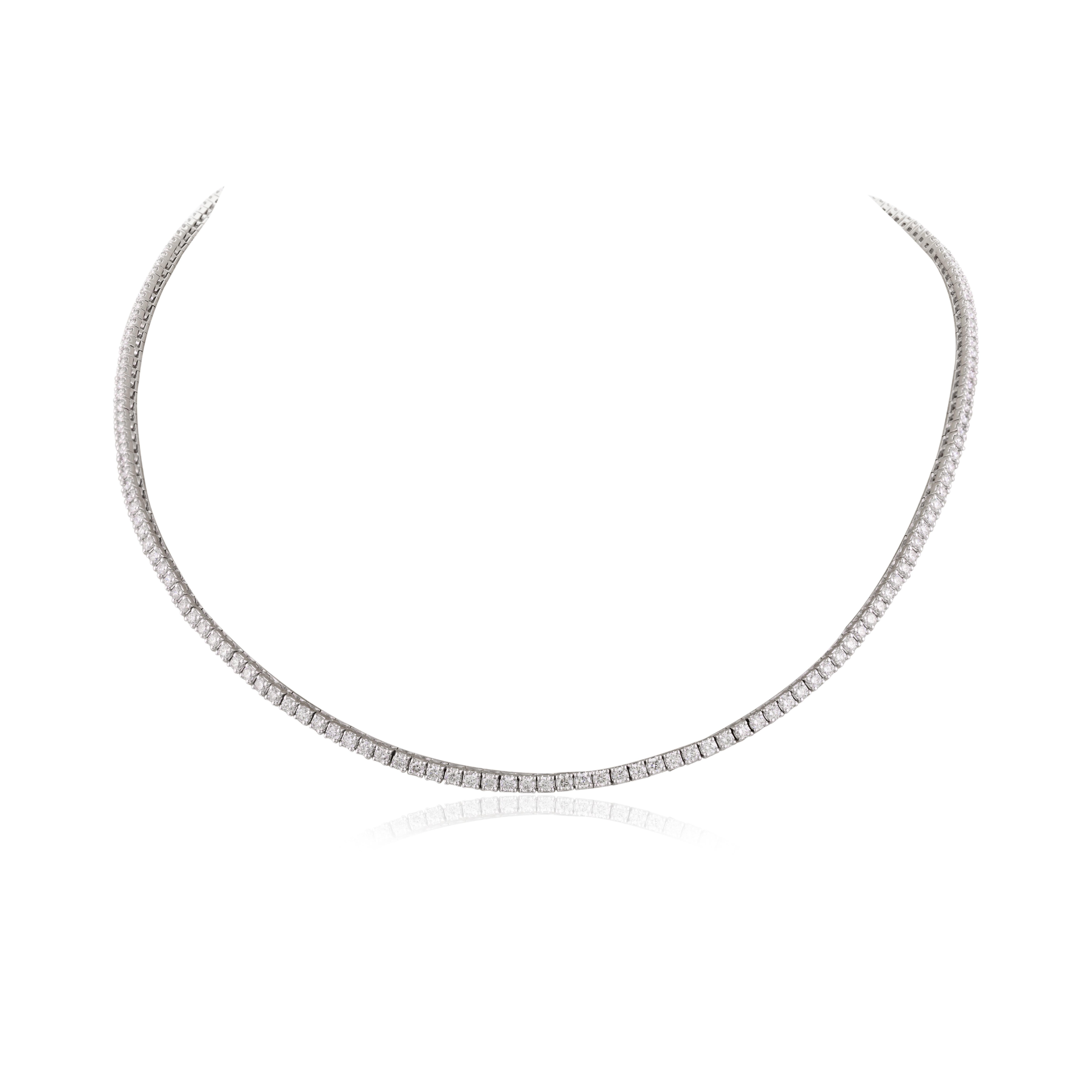 Fine Jewelry 6,4 Karat Diamant-Tennis-Halskette für Grandma aus 18 Karat Weißgold mit Diamanten im Angebot 2