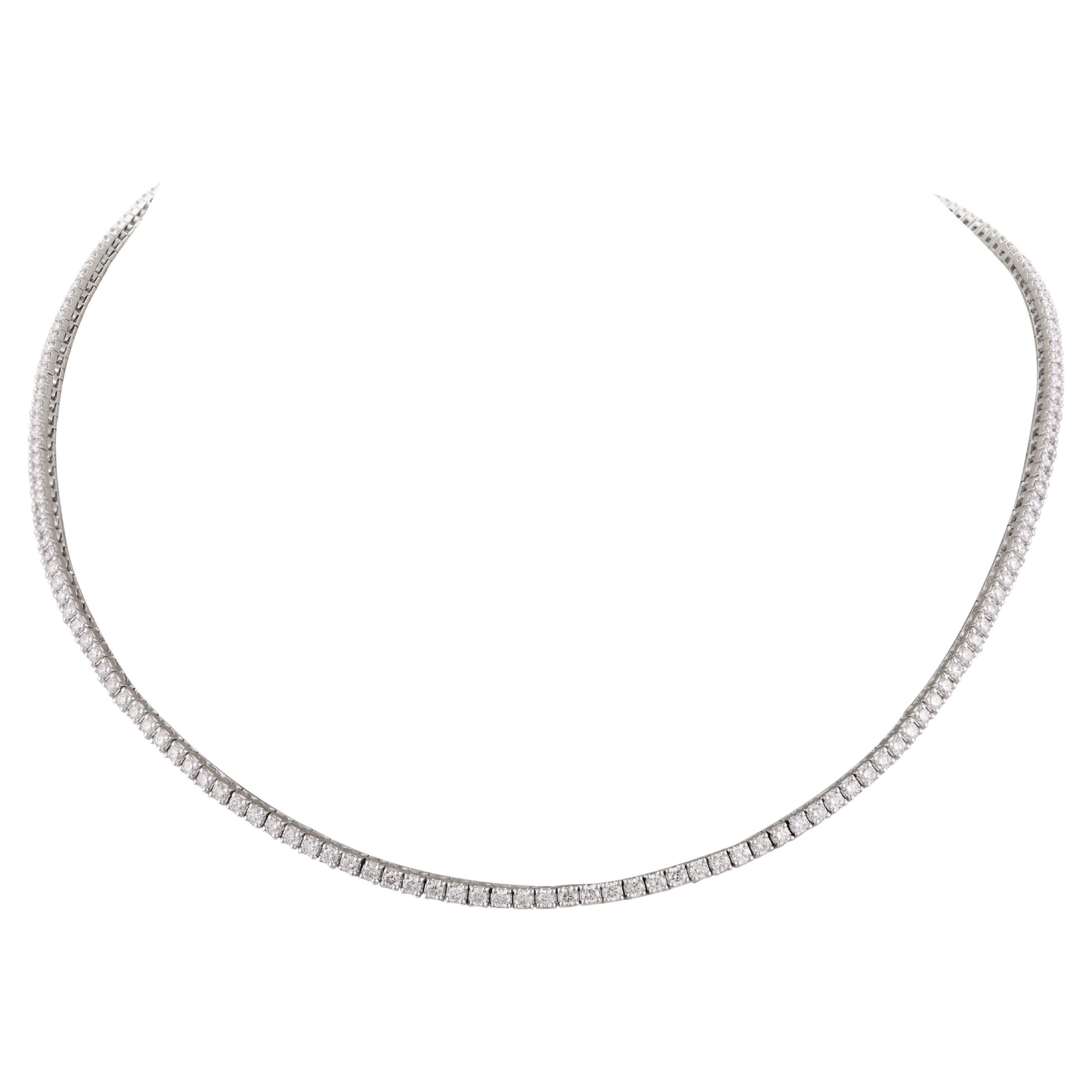 Fine Jewelry 6,4 Karat Diamant-Tennis-Halskette für Grandma aus 18 Karat Weißgold mit Diamanten im Angebot