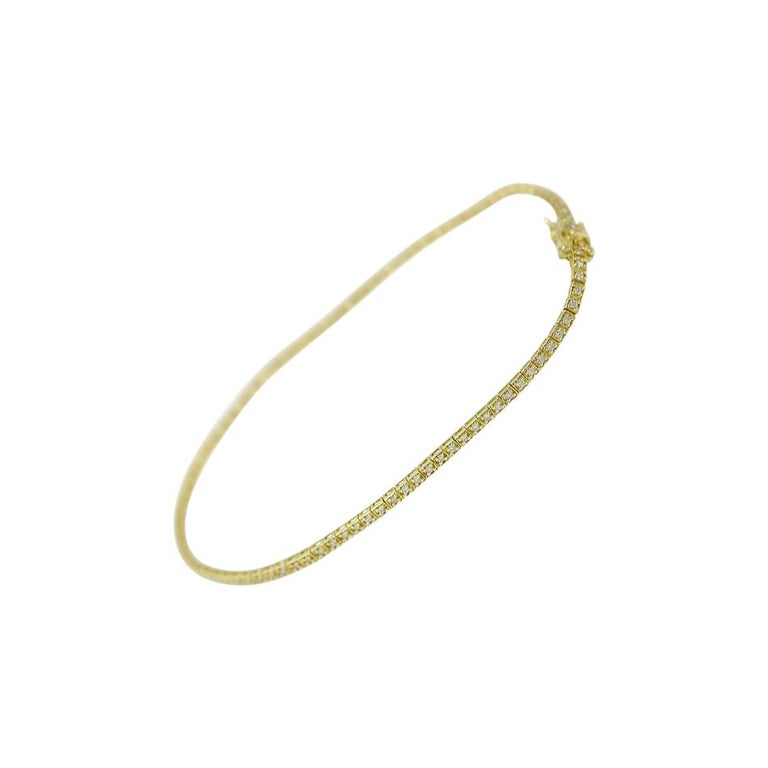 Fine Jewelry Diamond Yellow Gold Tennis Bracelet For Sale (Free