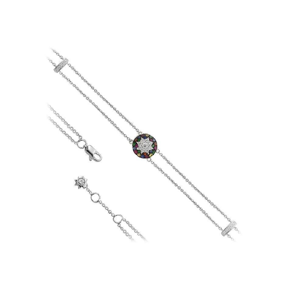 Women's Fine Jewelry Ruby Pink Sapphire Diamond White Gold Bracelet For Sale