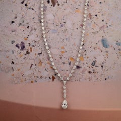 SI/HI 7.27Ct Pear Cut Natural Diamond Y-Drop Necklace 14 Karat White Gold