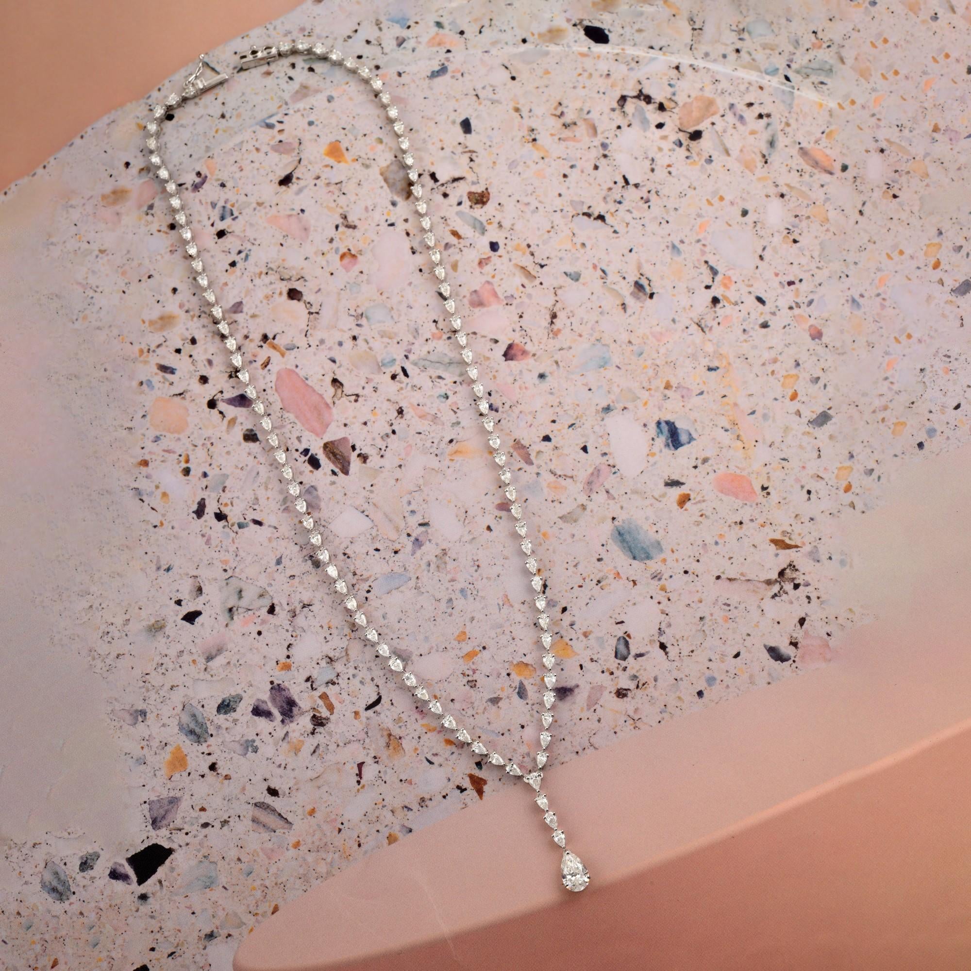 Donna Gioielleria SI/HI 7,27cts Diamante 18k Oro Bianco Solido Collana Y Regalo in vendita