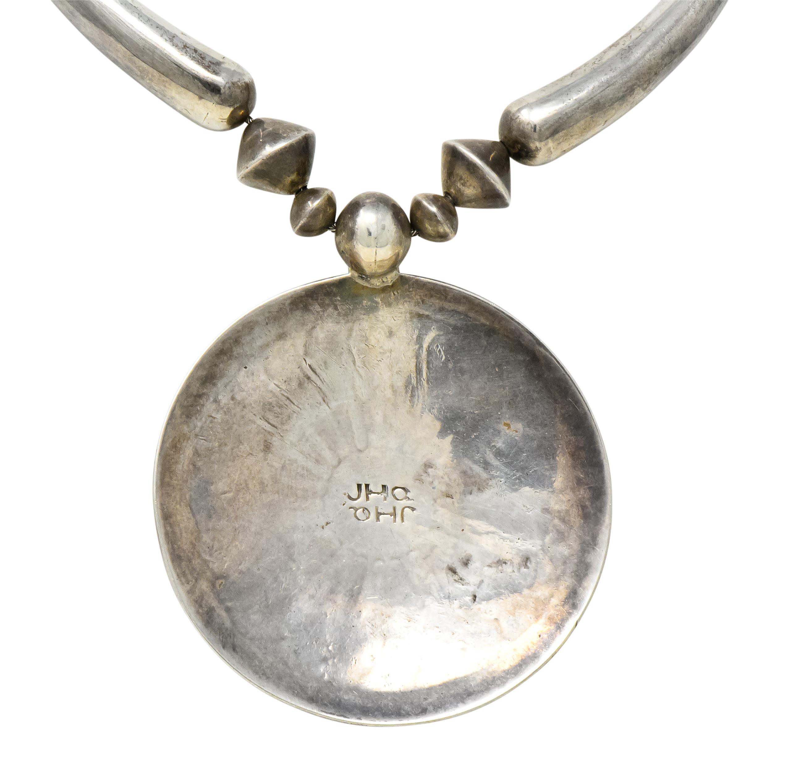 Fine Joseph H. Quintana JHQ Cochiti Pueblo Turquoise Sterling Silver Necklace 1