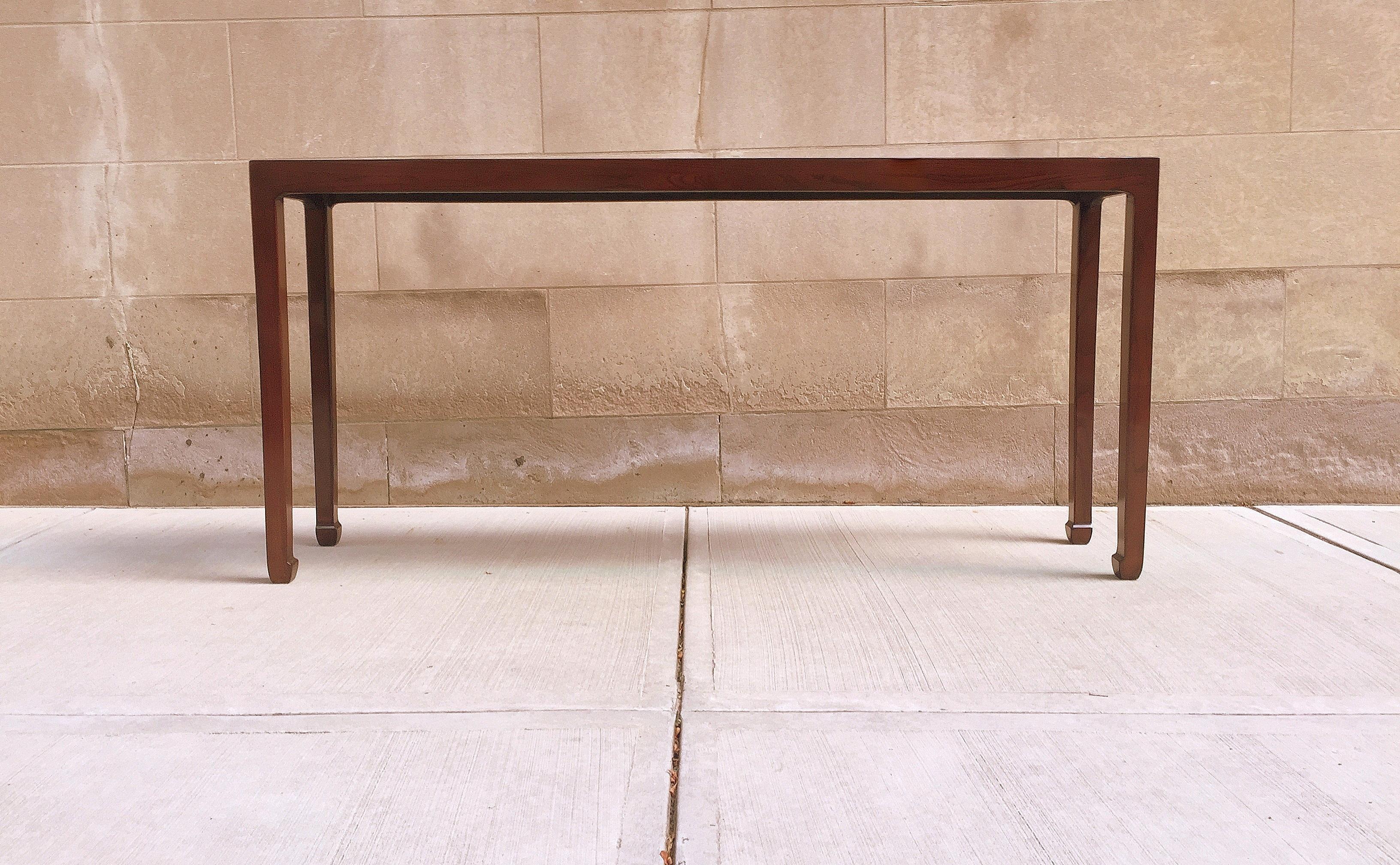 A simple and elegant ju mu wood console table, beautiful color, form and lines. We carry fine quality furniture with elegant finished and has been appeared many times in 