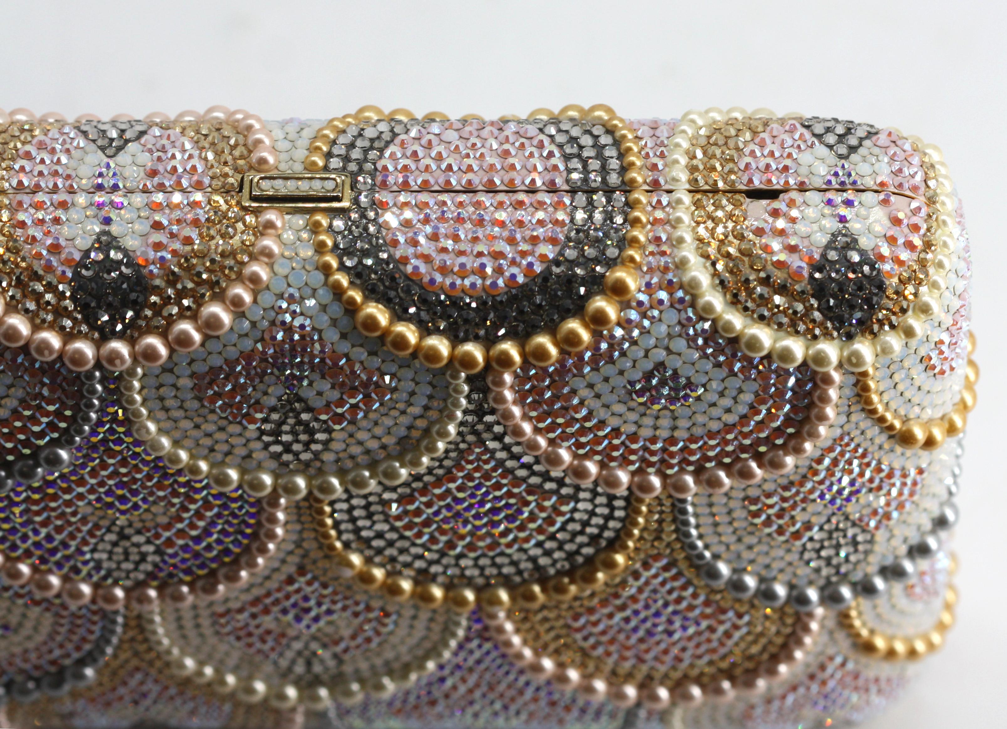 Fine Judith Lieber Pearl and Crystal Clutch For Sale 5