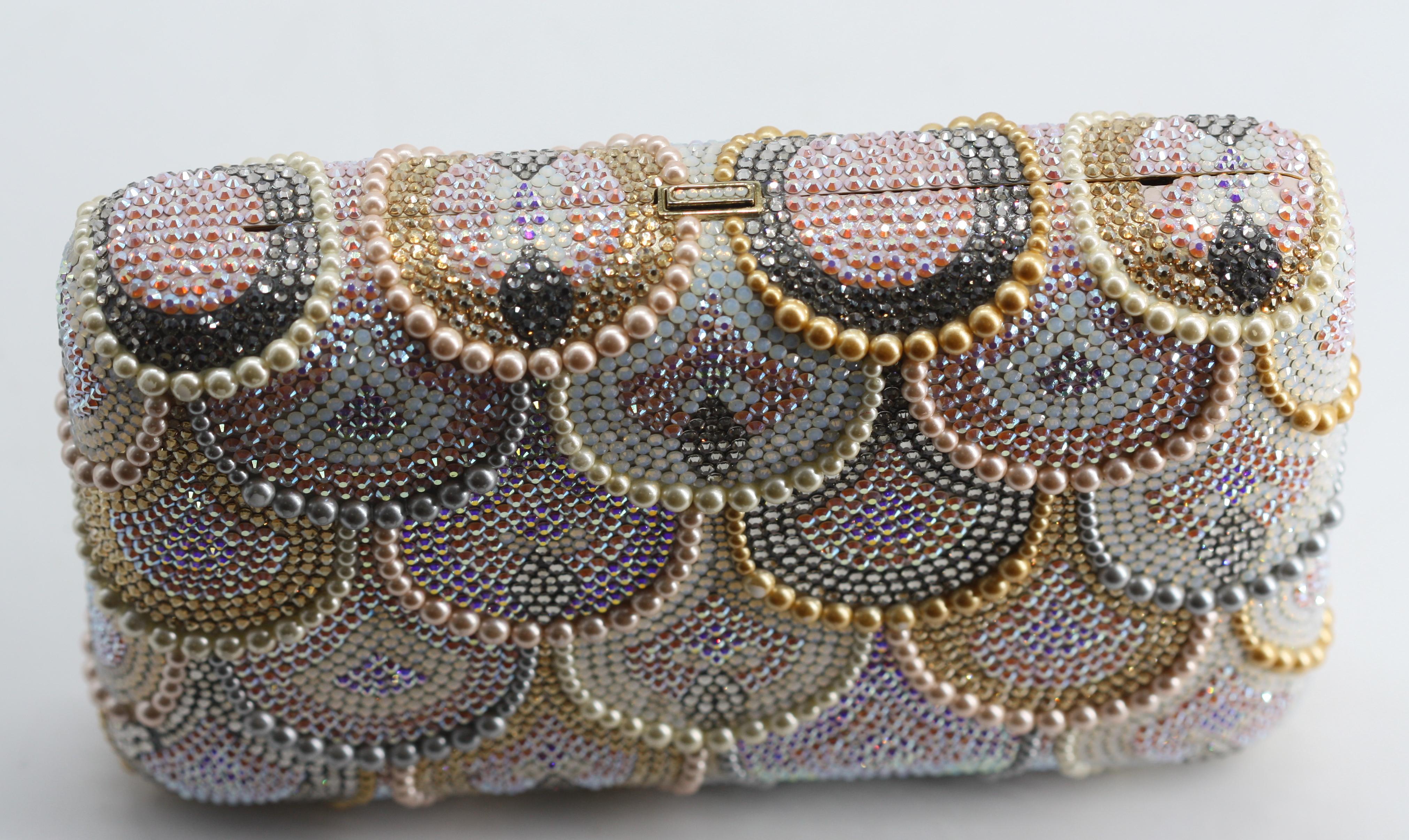 Fine Judith Lieber Pearl and Crystal Clutch For Sale 2