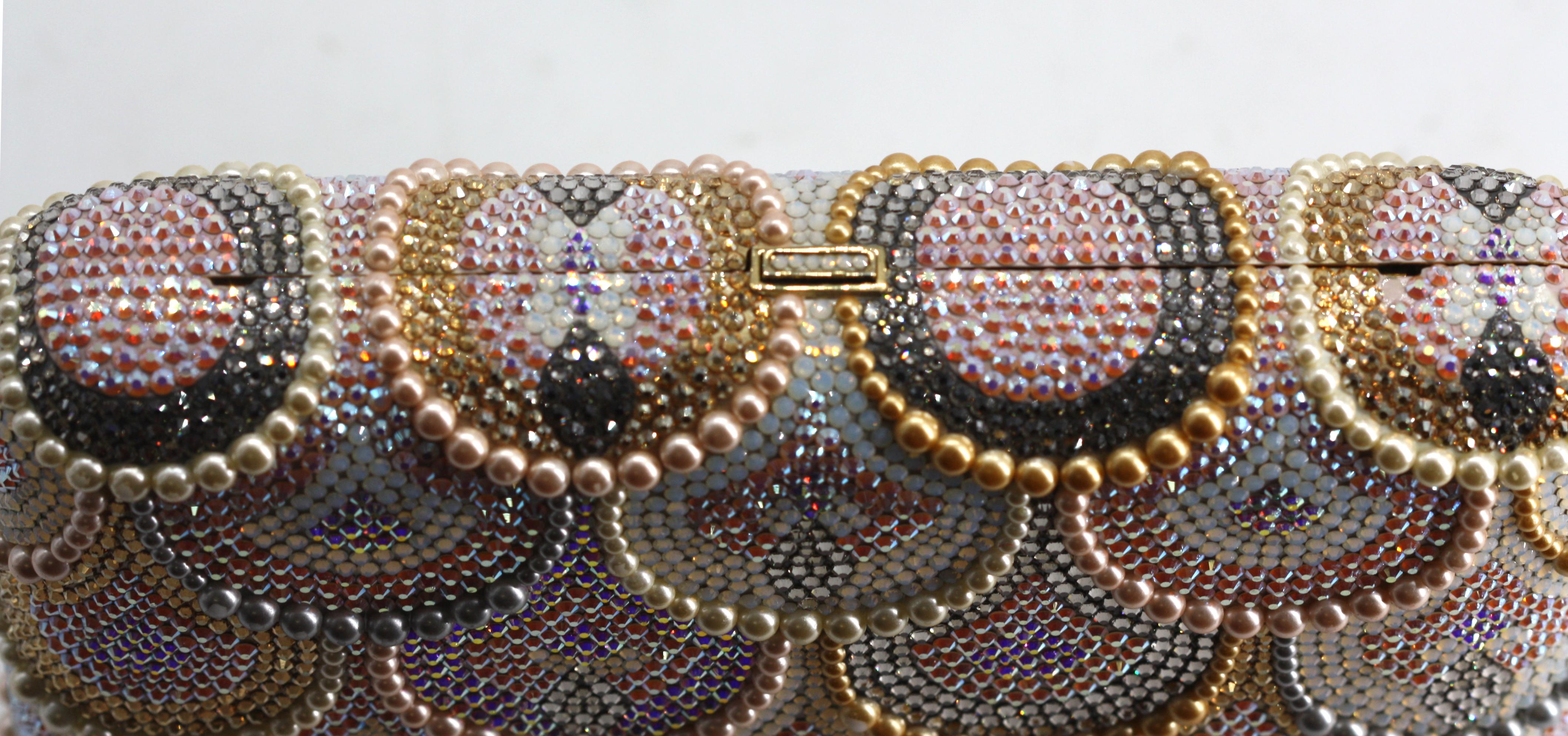 Fine Judith Lieber Pearl and Crystal Clutch For Sale 3