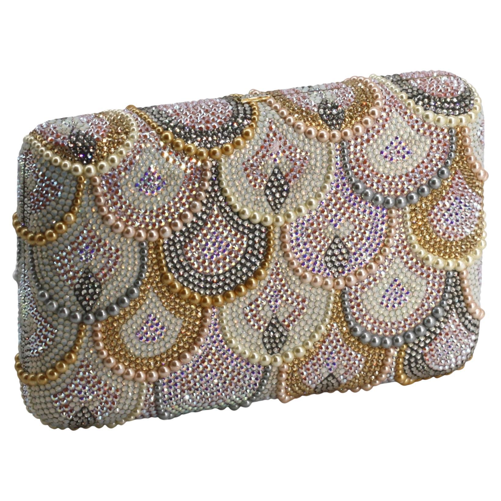 Fine Judith Lieber Pearl and Crystal Clutch For Sale