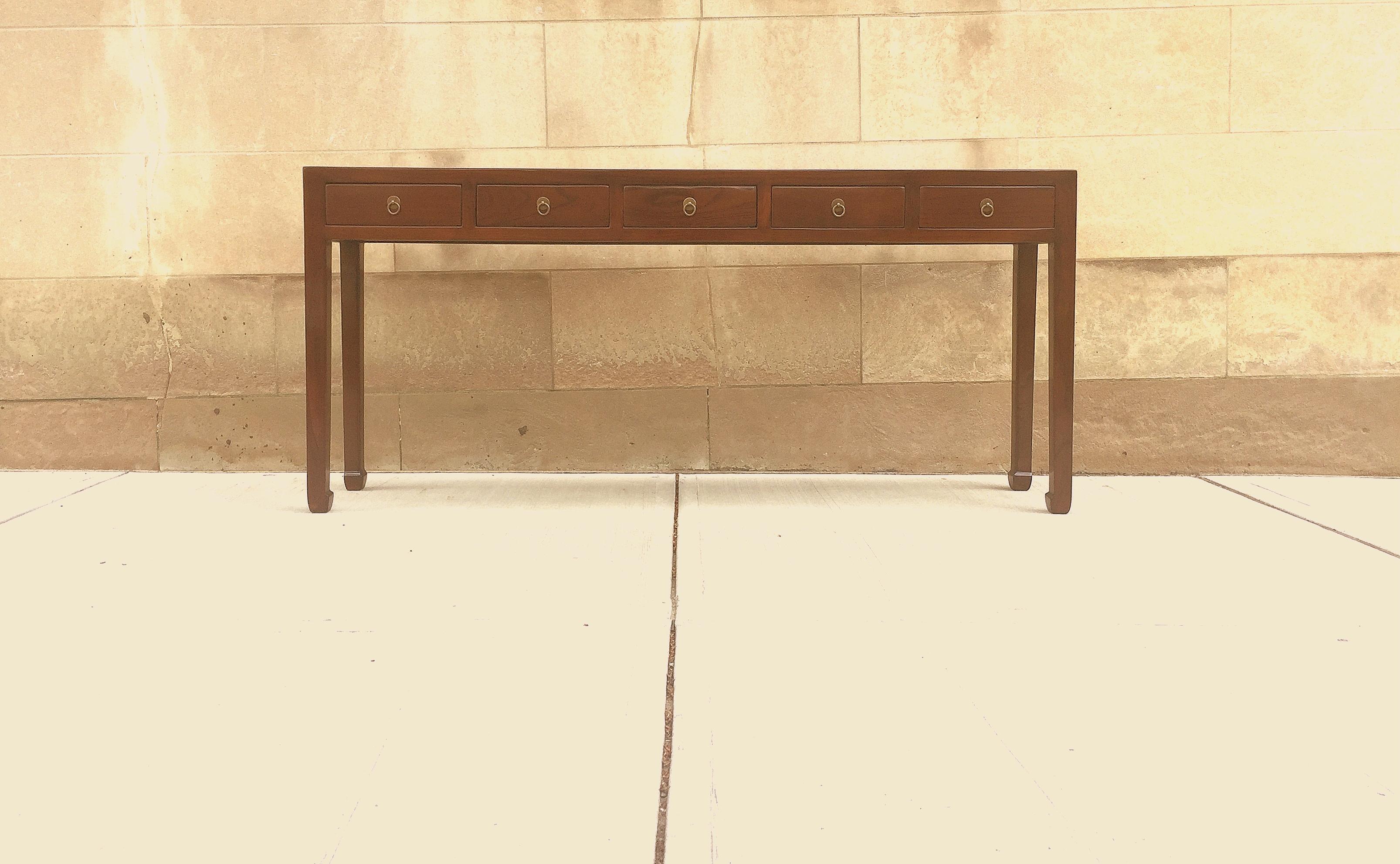 Fine Jumu console table with four drawers. Very elegant and fine quality. Beautiful color and simple form. We carry fine quality furniture with elegant finished and has been appeared many times in 