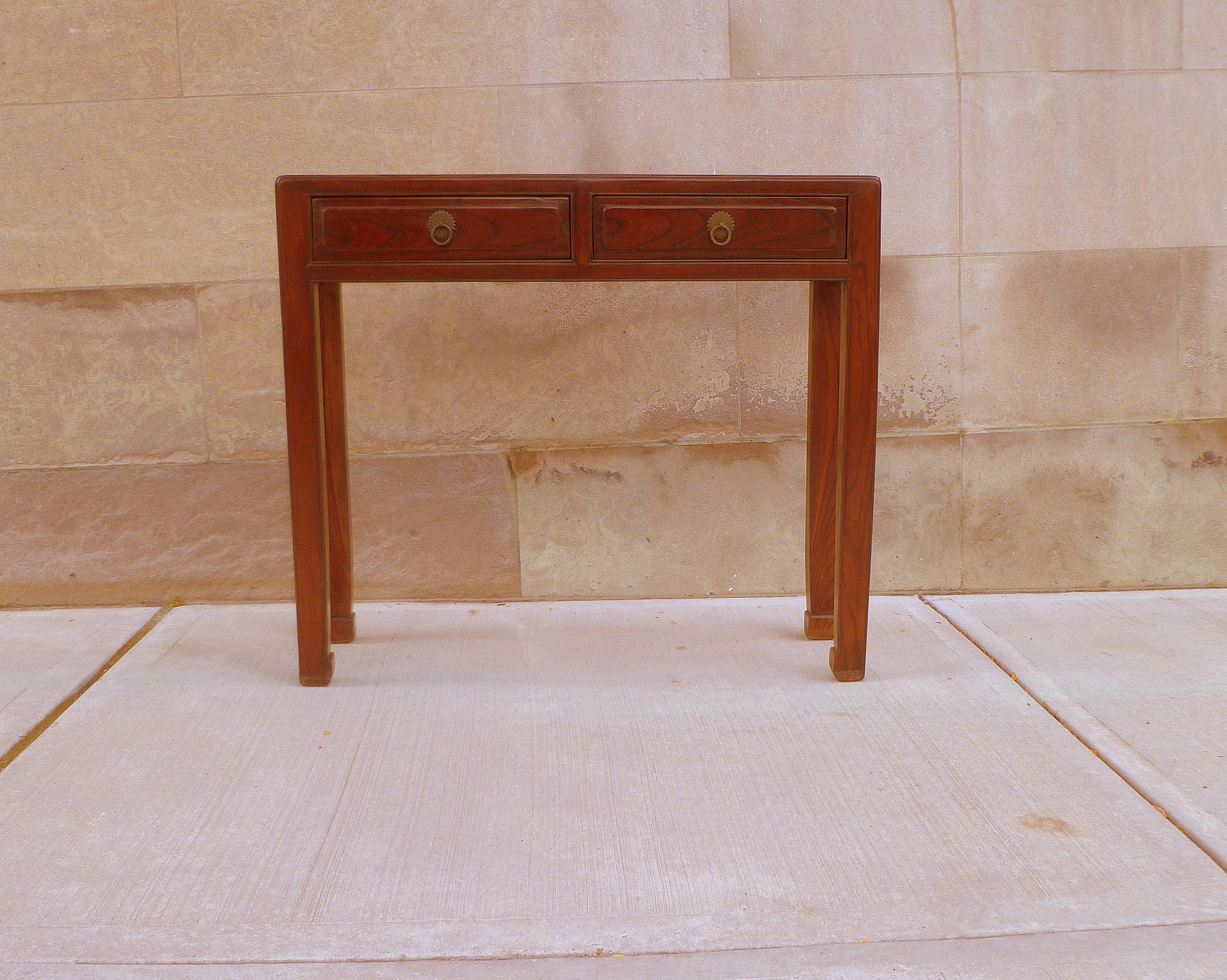 Fine Jumu wood console table with four drawers and brass fitting. Simple and elegant form. We carry fine quality furniture with elegant finished and has been appeared many times in 