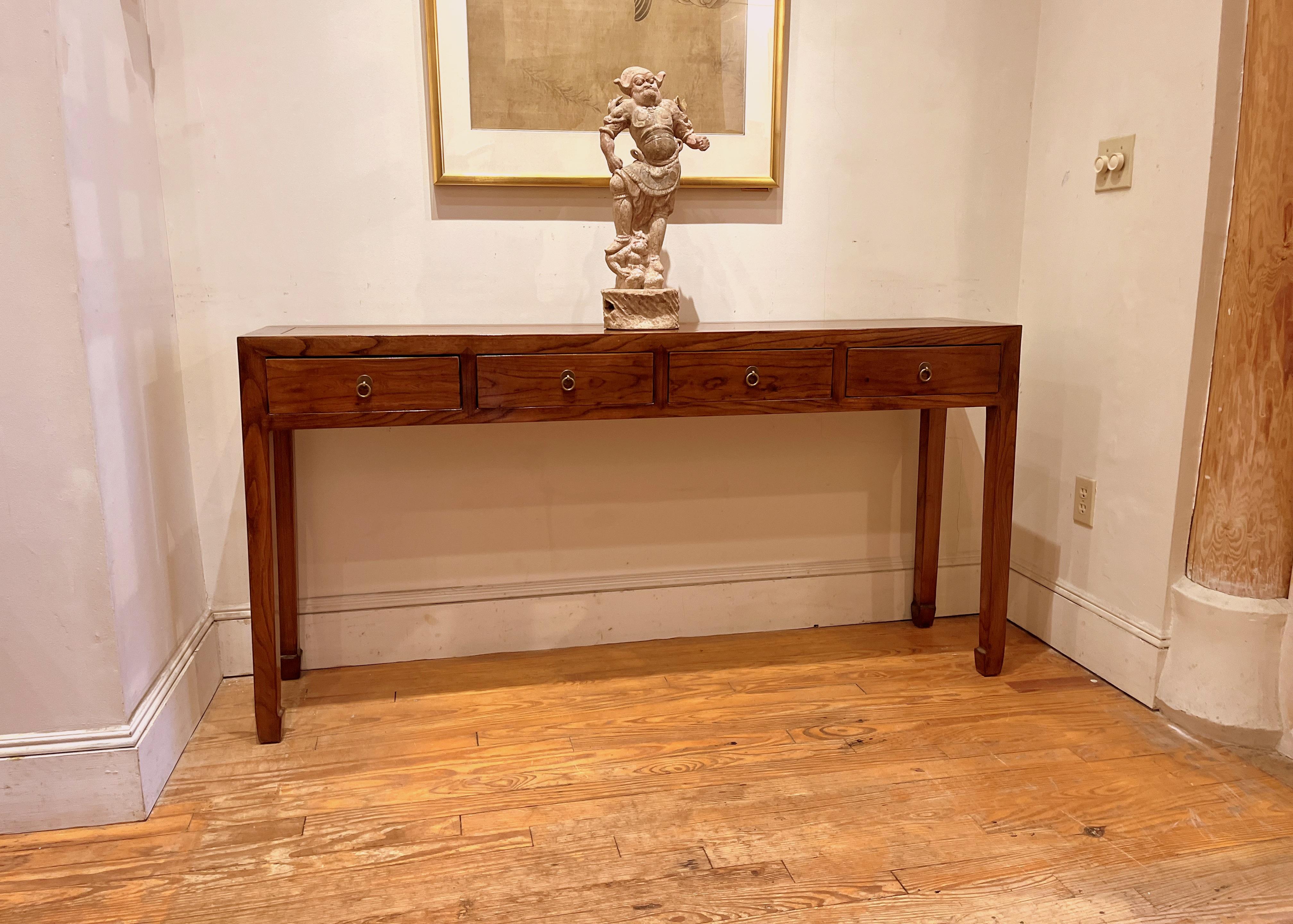 Wood Fine Jumu Console Table with Drawers For Sale
