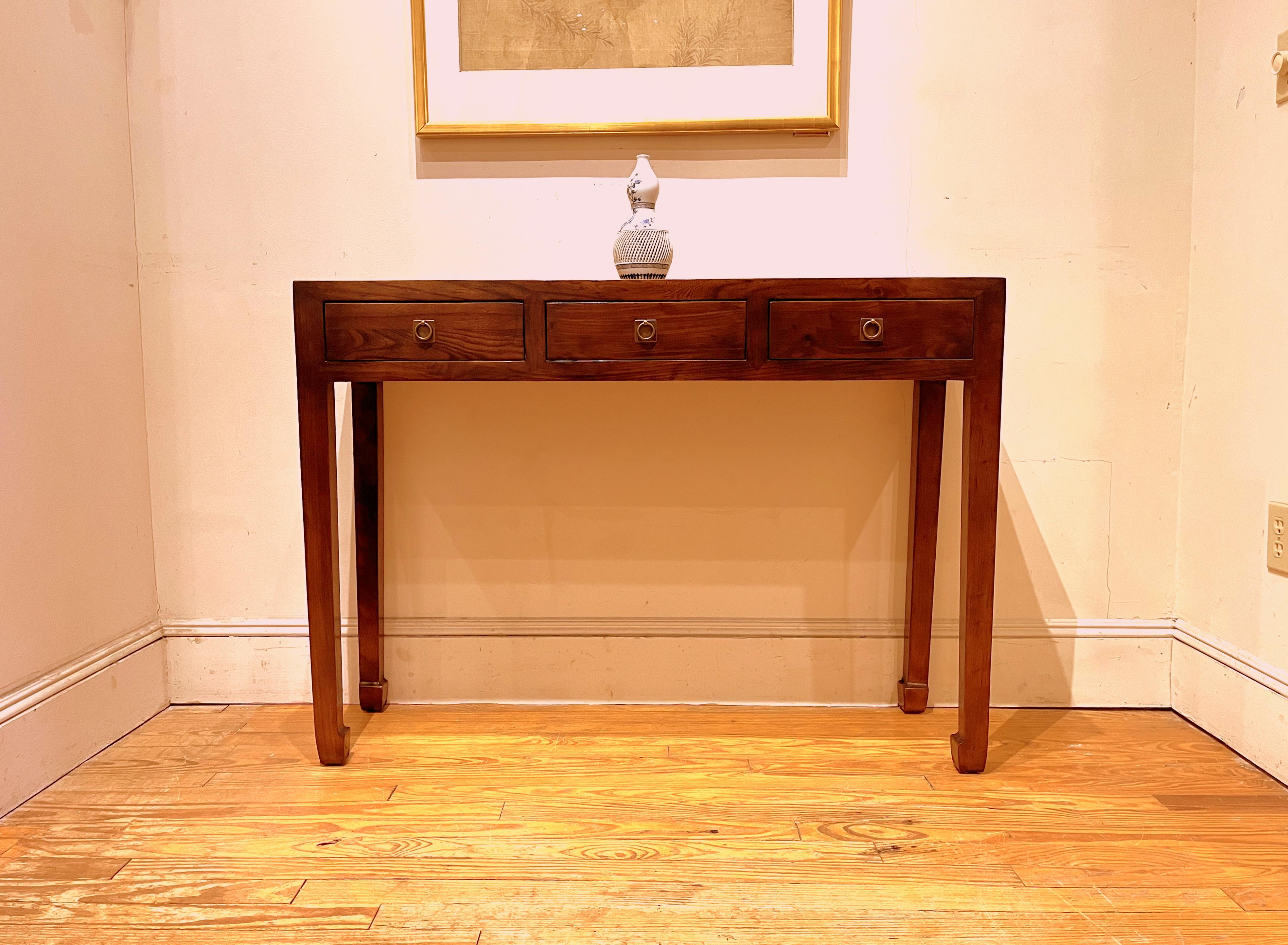 Wood Fine Jumu Console Table with Drawers For Sale
