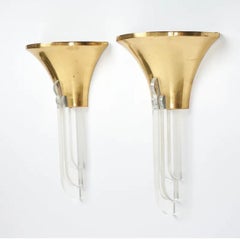 Raffinata coppia di sconsigli Karl Springer in ottone lucido e moderno di metà secolo