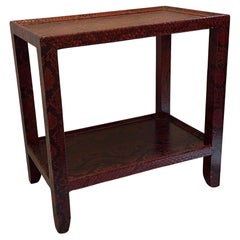 Fine Karl Springer Python Red Snake Skin Two-Tier Side Drink Telephone Table
