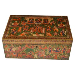 Fine Kashmiri Indian Mughal style Painted Box Interior Design Antiques Gifts