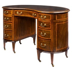 Antique Fine Kidney Shaped Desk with Nine Draws, Attributed to Gillows