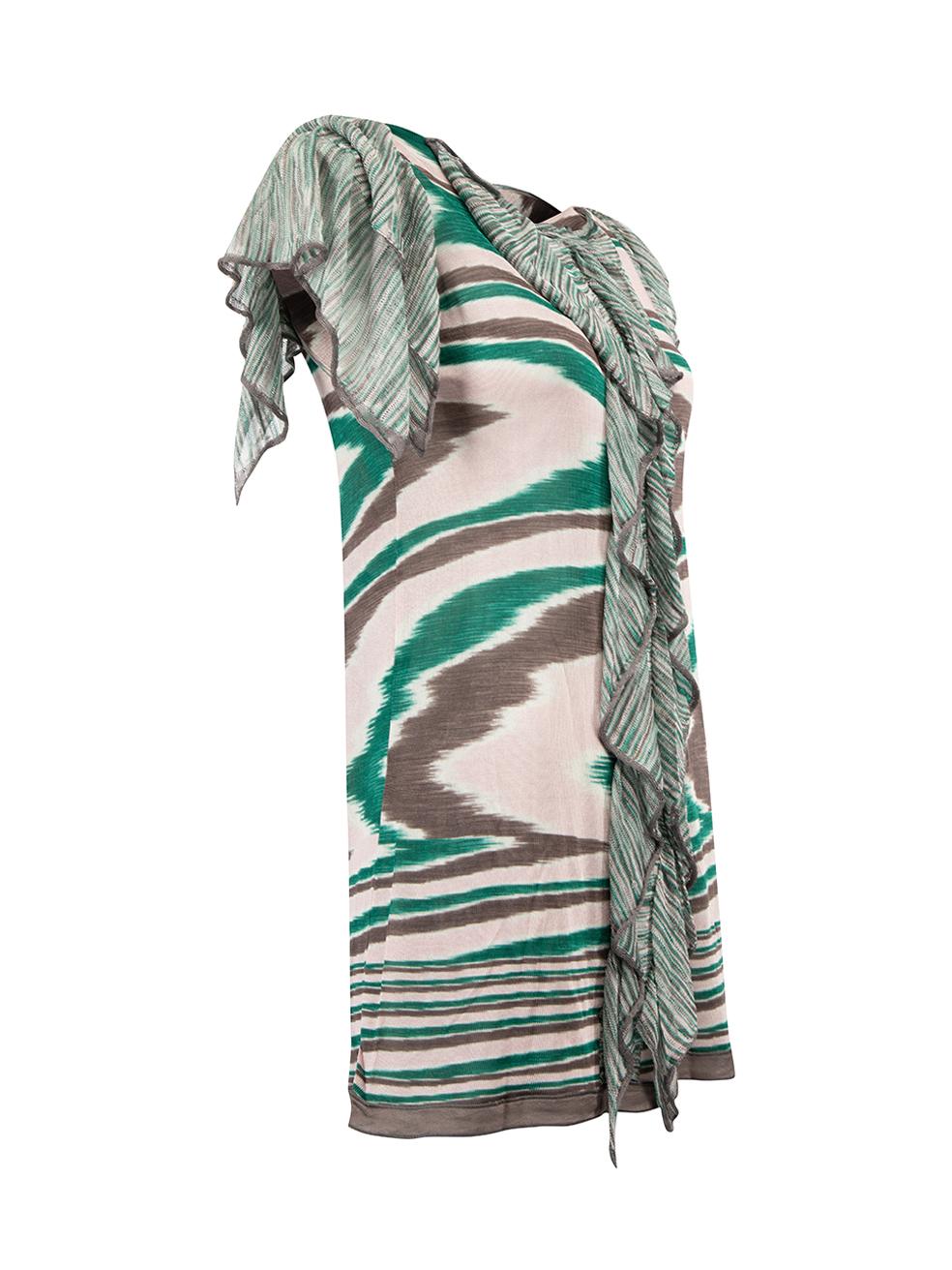 CONDITION is Very good. Minimal wear to top is evident. There is a small stain near the bottom of dress around the right side seam on this used Missoni designer resale item. 
 
 Details
  Multicolour- Green, pink and brown
 Viscose
 Light weight