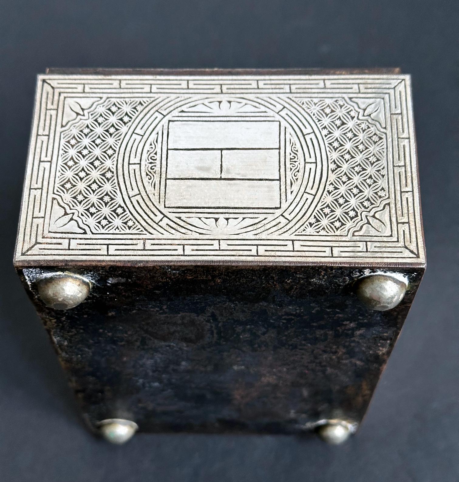 Fine Korean Box with Tray Iron with Silver Inlay Joseon Dynasty For Sale 2