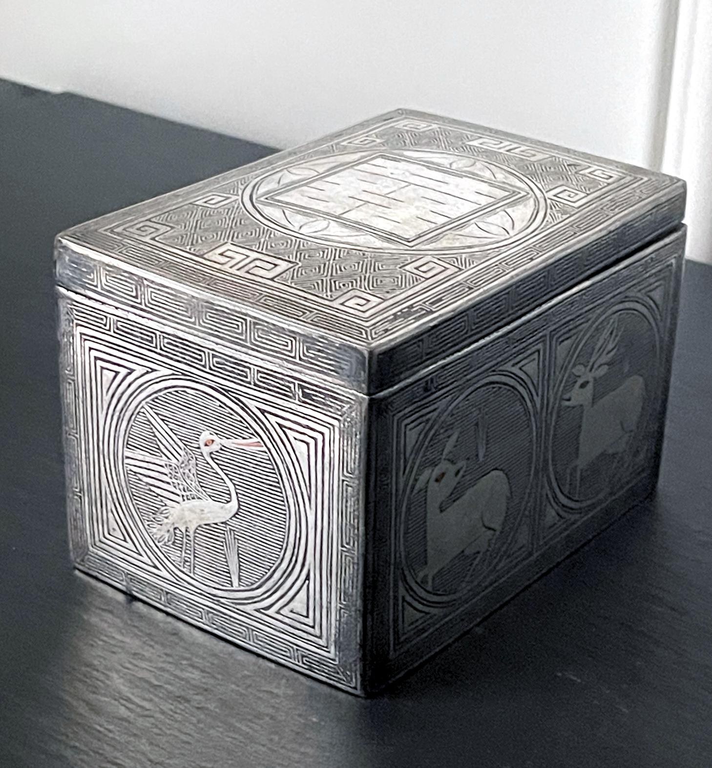 Fine Korean Iron Tobacco Box with Silver Inlay Joseon Dynasty For Sale 4