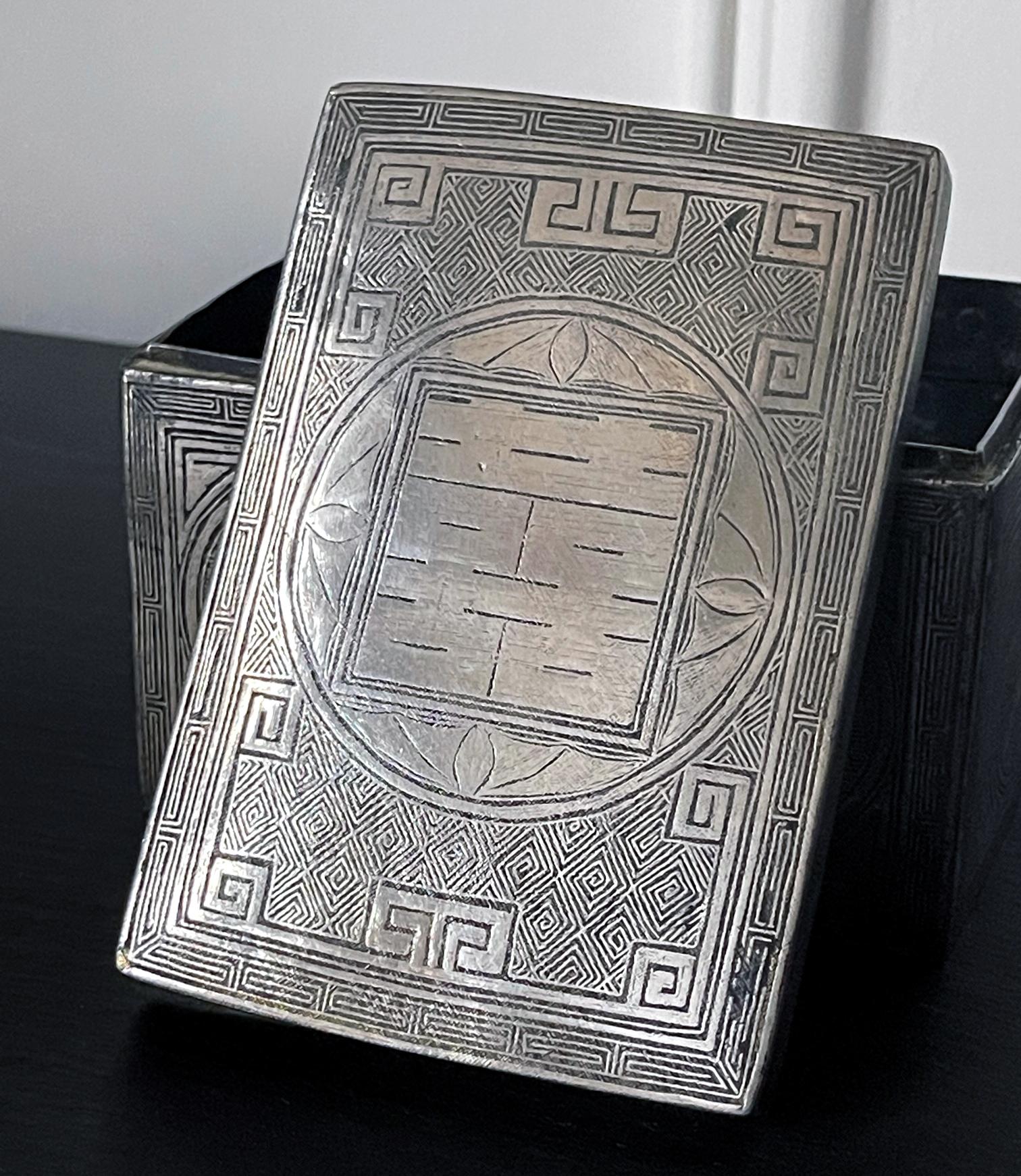Fine Korean Iron Tobacco Box with Silver Inlay Joseon Dynasty For Sale 5