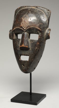 Fine Kuba Kete Face Mask Striking Square Eyes:: Mouth Congo:: Africa Custom Stand
