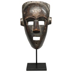 Fine Kuba Kete Face Mask Striking Square Eyes, Mouth Congo, Africa Custom Stand