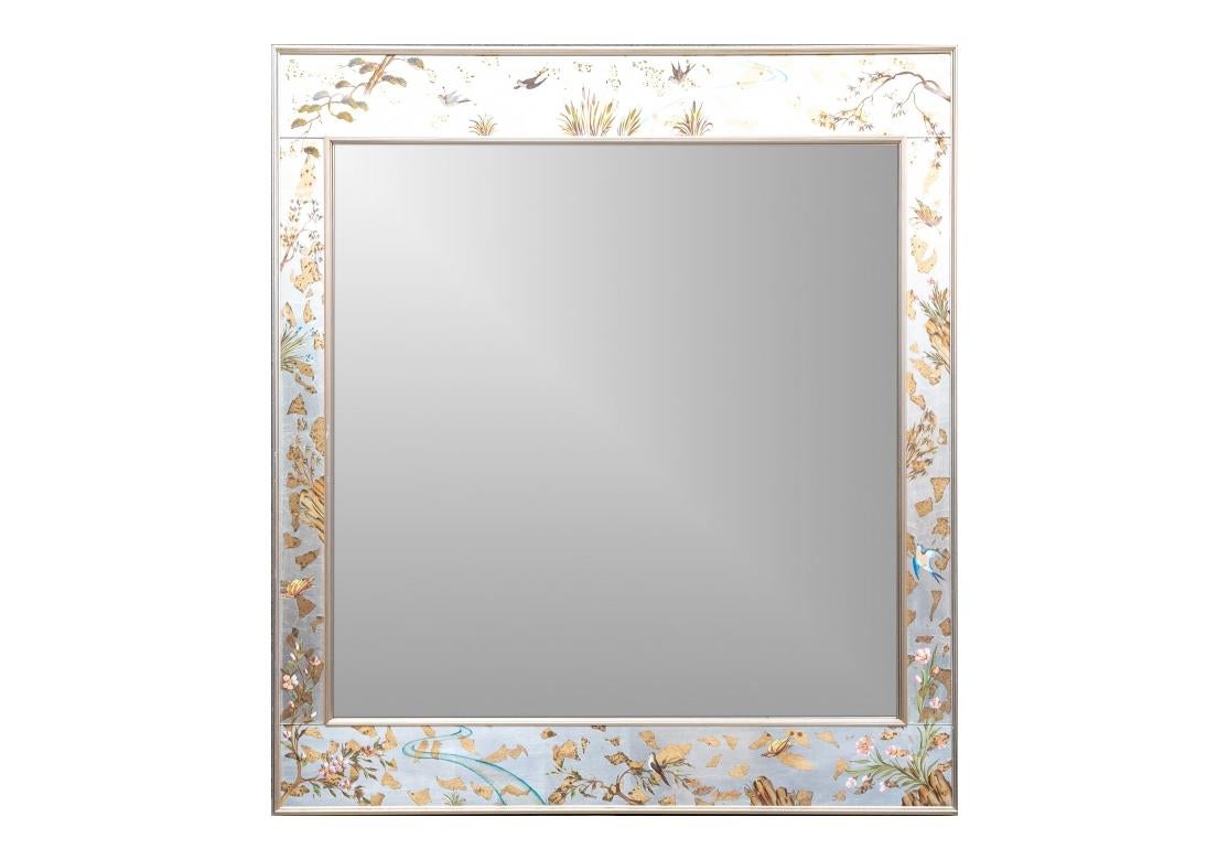 Fine La Barge Chinoiserie Reverse Painted Beveled Mirror 8