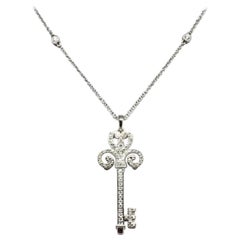 Fine Ladies Diamond Key 14 Karat Italy Necklace Certified